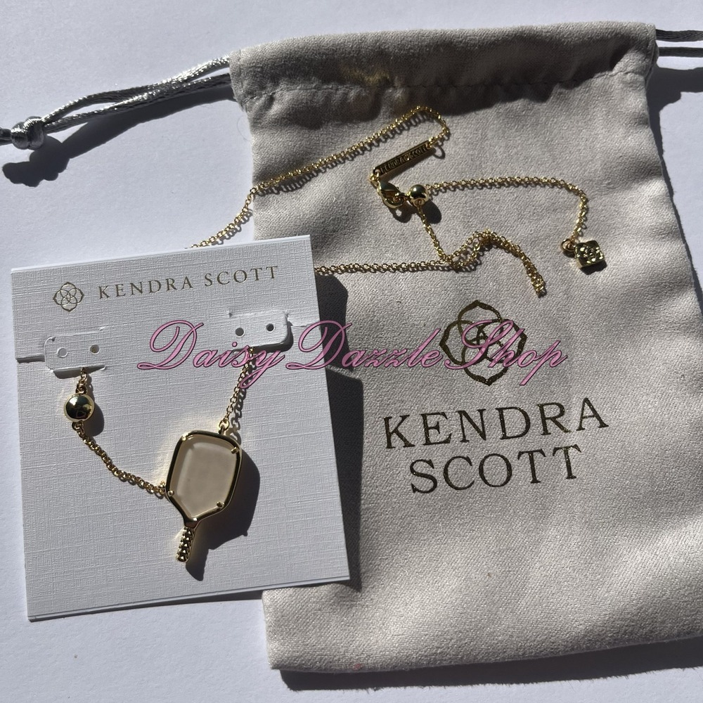 ✨Kendra Scott Pickleball‎ Gold Short Pendant Necklace Ivory Mother-of-Pearl New✨